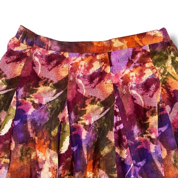 Coldwater Creek Womens Midi Skirt A Line Floral Print Pleated Lined Pink Medium - Picture 2 of 8